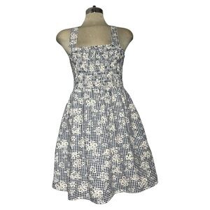 American Eagle Outfitters Navy and White Checkered Midi Dress Size L